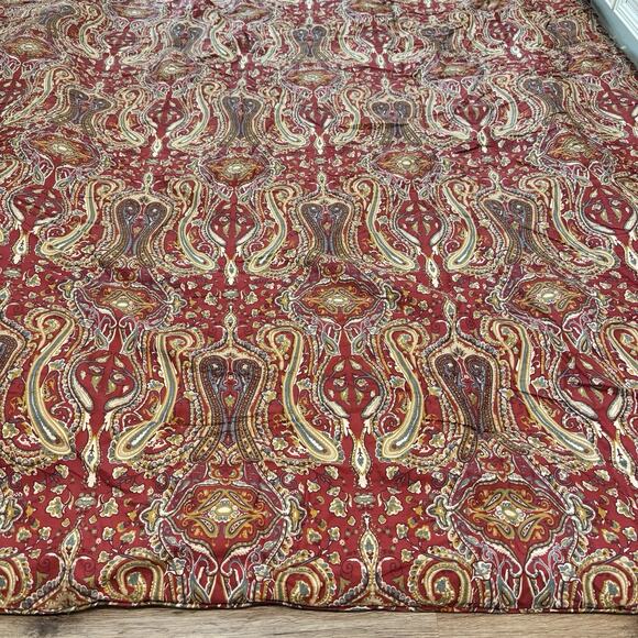 RALPH LAUREN Nantucket Paisley Stripe Comforter King Red Blue Gold Equestrian - Picture 1 of 11